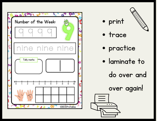 Counting Adventure: Number Recognition Worksheets for Early Learners - Printable Bundle