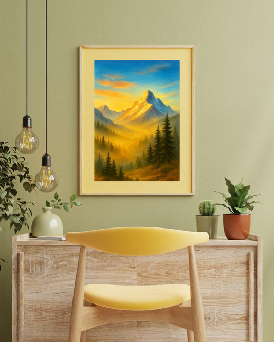 Mountain Wall Art Printable Bundle – 5 Watercolor Landscape Prints – Digital Download Wilderness Art for Home, Office, or Cabin Decor