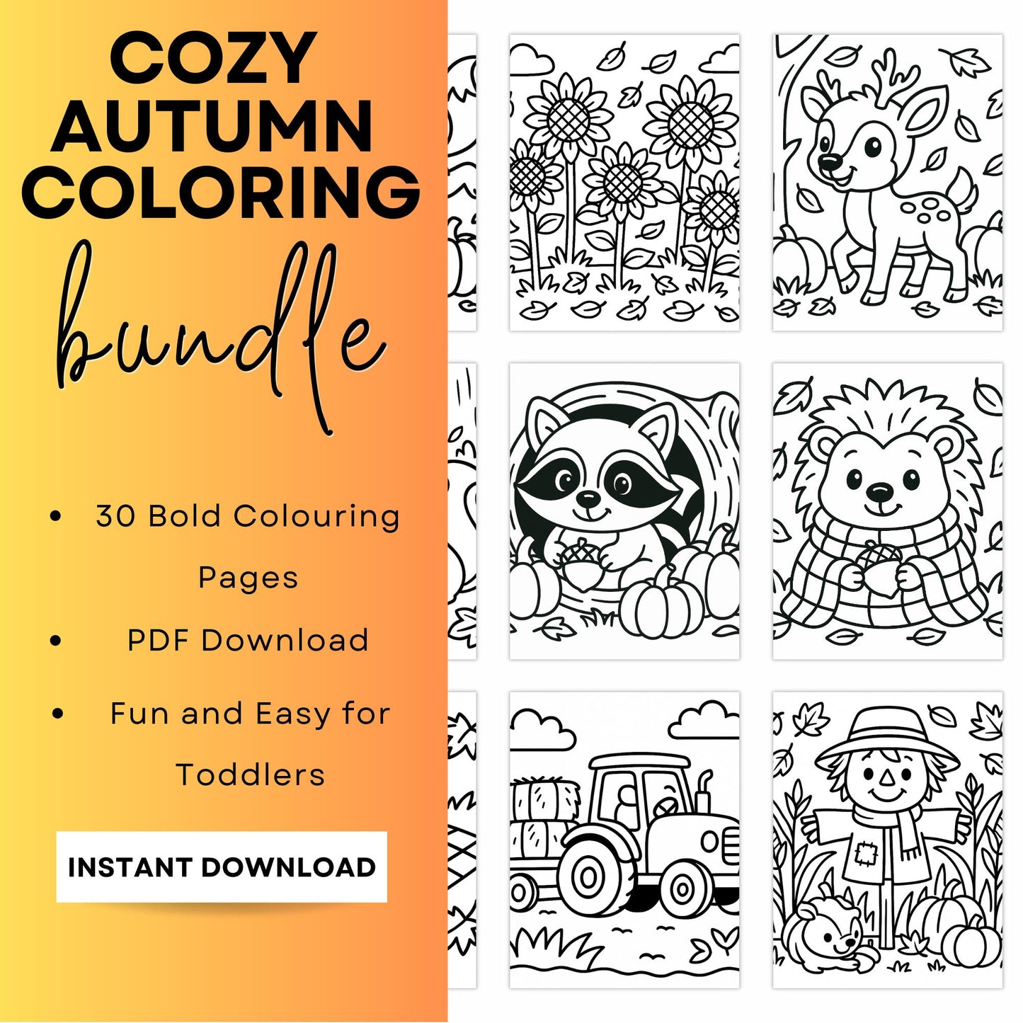 Vibrant Autumn Vibes Coloring Book - Get Cozy and Color Away