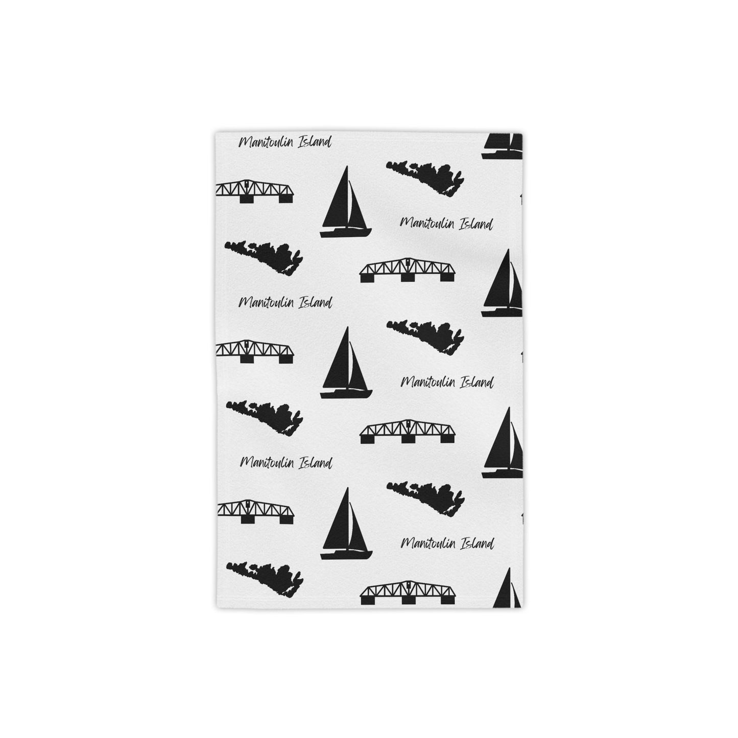 Beach Towel, Black and White Manitoulin Island Design