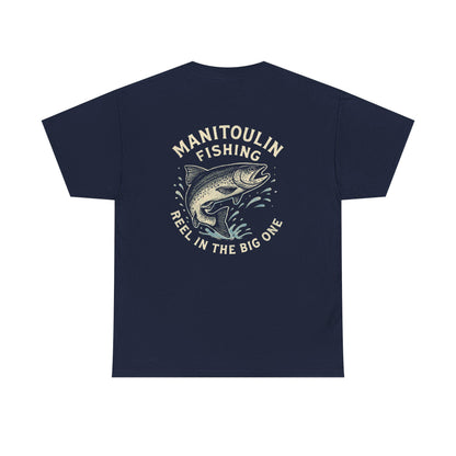 Manitoulin Fishing Unisex Heavy Cotton Tee, Fishing Shirt, Outdoor Apparel, Nature Lover Gift, Summer Wear, Casual Fishing Tee