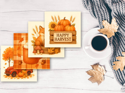 Fall PNG Sublimation Bundle – Autumn Clipart for Mugs, Pillowcases & T-Shirts – Pumpkin, Fox, Truck – Cozy Fall Digital Download