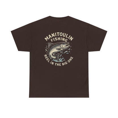 Manitoulin Fishing Unisex Heavy Cotton Tee, Fishing Shirt, Outdoor Apparel, Nature Lover Gift, Summer Wear, Casual Fishing Tee