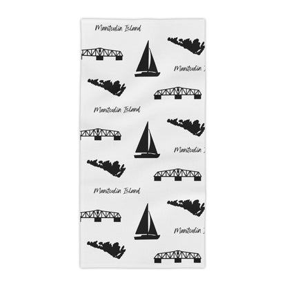 Beach Towel, Black and White Manitoulin Island Design