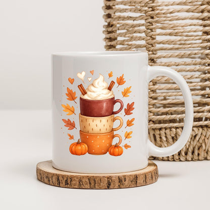 Printable Autumn Wall Art Bundle – Cozy Fall Decor – Pumpkin Boots, Mug Stack, Mailbox and Ladder – JPEG & PNG – Instant Download