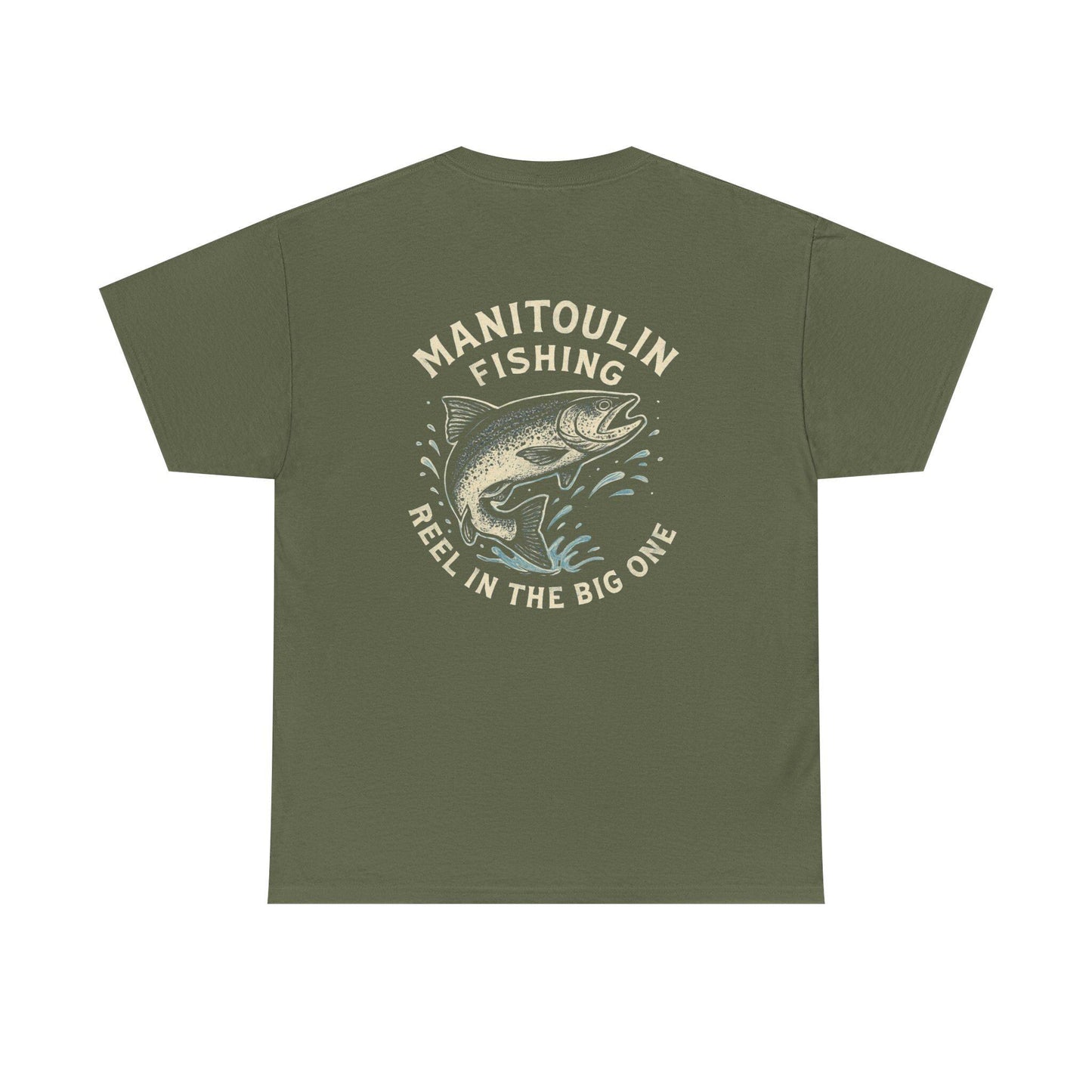Manitoulin Fishing Unisex Heavy Cotton Tee, Fishing Shirt, Outdoor Apparel, Nature Lover Gift, Summer Wear, Casual Fishing Tee