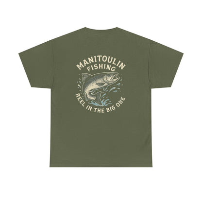 Manitoulin Fishing Unisex Heavy Cotton Tee, Fishing Shirt, Outdoor Apparel, Nature Lover Gift, Summer Wear, Casual Fishing Tee