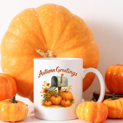 Printable Autumn Wall Art Bundle – Cozy Fall Decor – Pumpkin Boots, Mug Stack, Mailbox and Ladder – JPEG & PNG – Instant Download