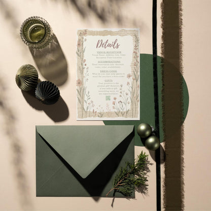 Rustic Wildflower, Newspaper, Wedding Invitation