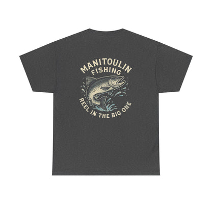 Manitoulin Fishing Unisex Heavy Cotton Tee, Fishing Shirt, Outdoor Apparel, Nature Lover Gift, Summer Wear, Casual Fishing Tee