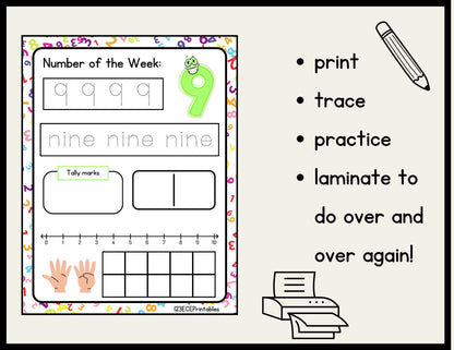 Counting Adventure: Number Recognition Worksheets for Early Learners - Printable Bundle