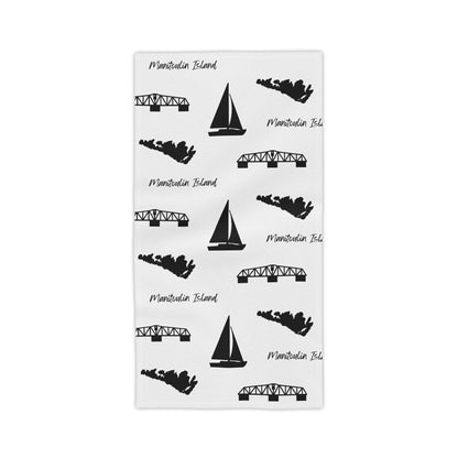 Beach Towel, Black and White Manitoulin Island Design