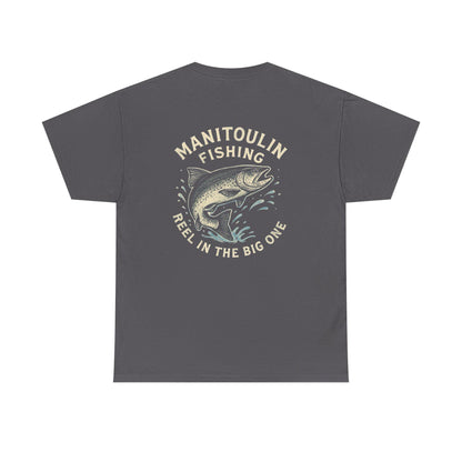Manitoulin Fishing Unisex Heavy Cotton Tee, Fishing Shirt, Outdoor Apparel, Nature Lover Gift, Summer Wear, Casual Fishing Tee